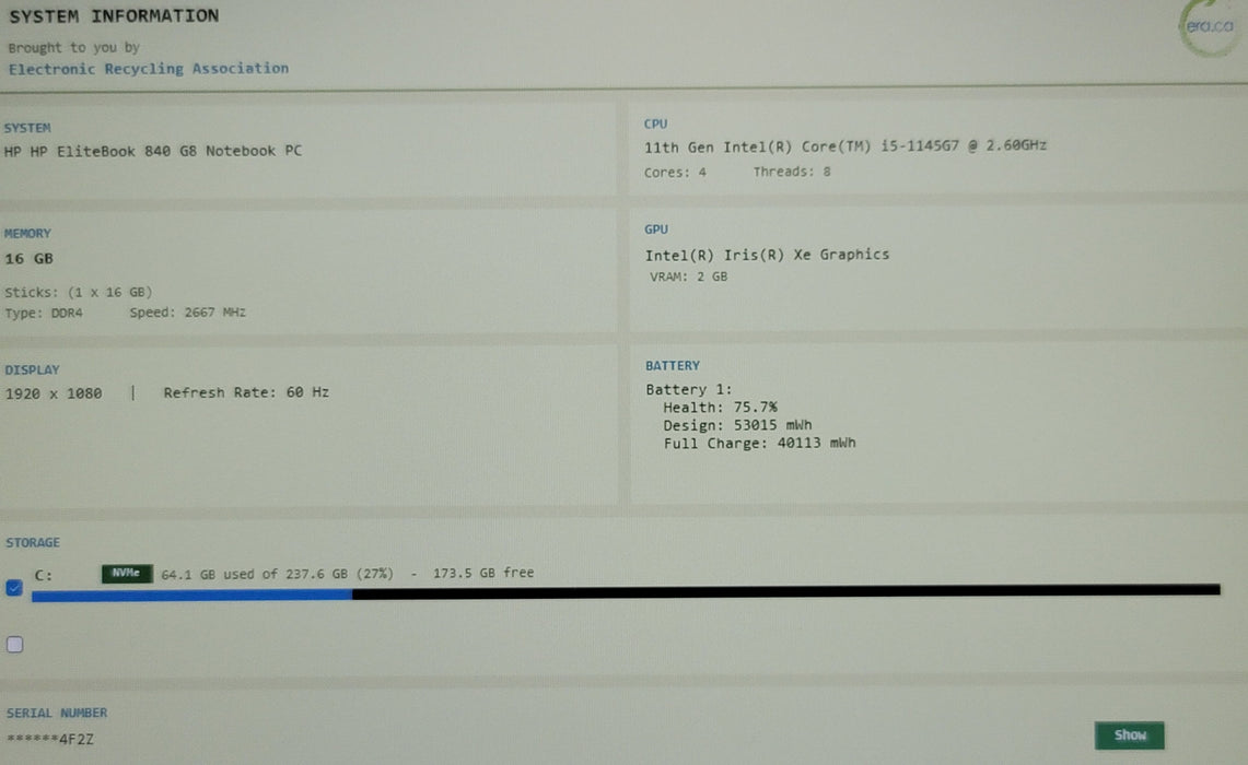 HP EliteBook 840 G8 14" i5-1145G7 16GB DDR4 256GB NVMe