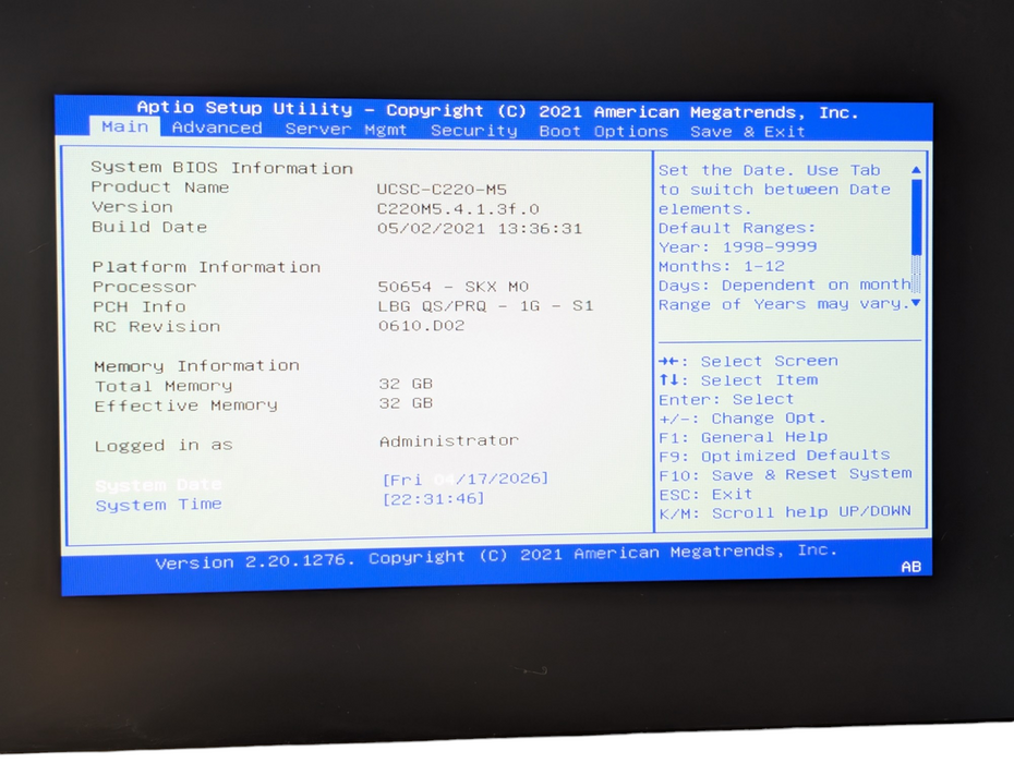 Cisco UCS C220 M5SX Intel Xeon SILVER 4116 32GB RAM