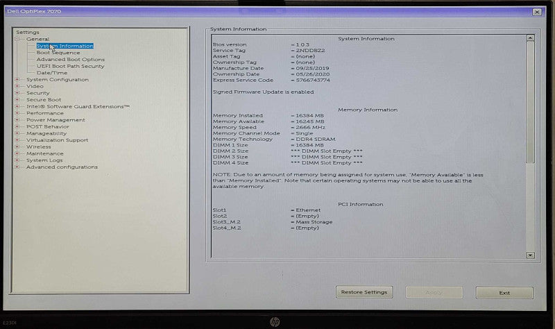 Dell OptiPlex 7070 SFF, i5-9500 3.00GHz 6-Core, 16GB DDR4, 256GB NVMe