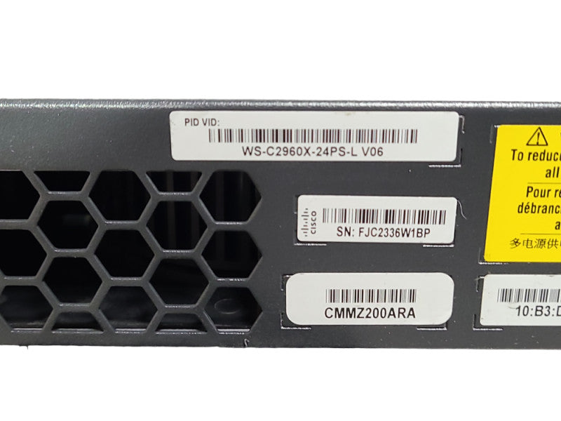 Cisco WS-C2960X-24PS-L | 24-Port Gigabit PoE+ 370W Switch, 4x SFP