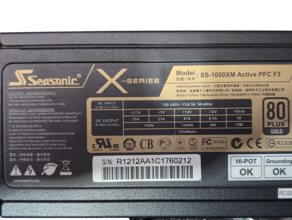 Seasonic X-Series SS-1050XM 80+ Gold Power Supply