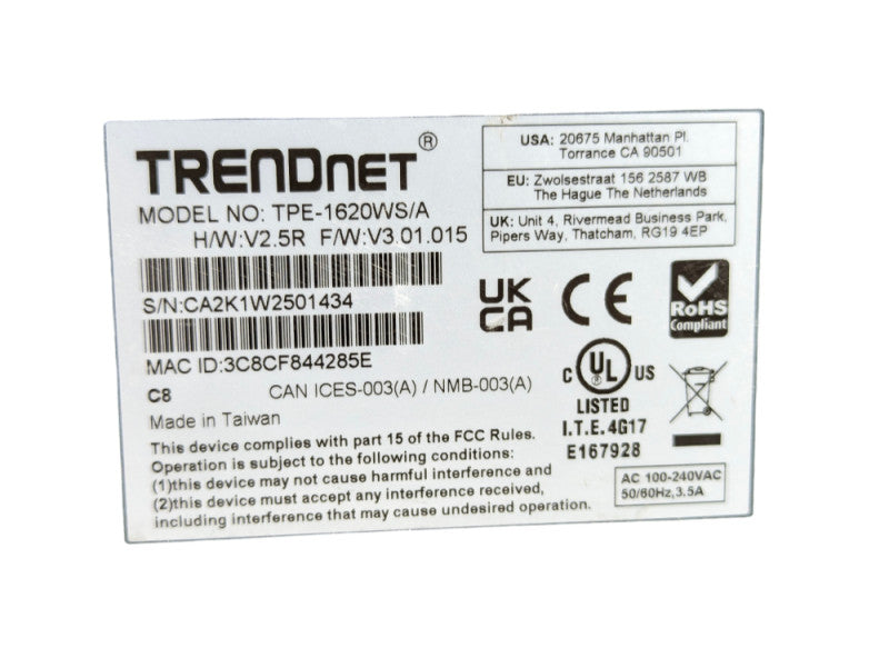 TRENDNET PoE+ Web Managed Smart Switch TPE-1620WS 16 port gigabit with SFP Up -