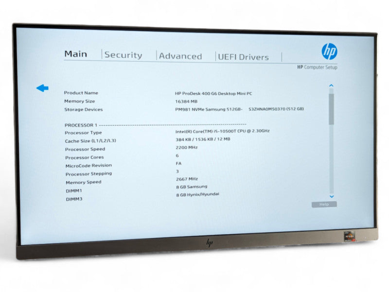 HP ProDesk 400 G6 mini Intel Core i5-10500T @ 2.30GHz, 16GB RAM & 512GB NVMe -