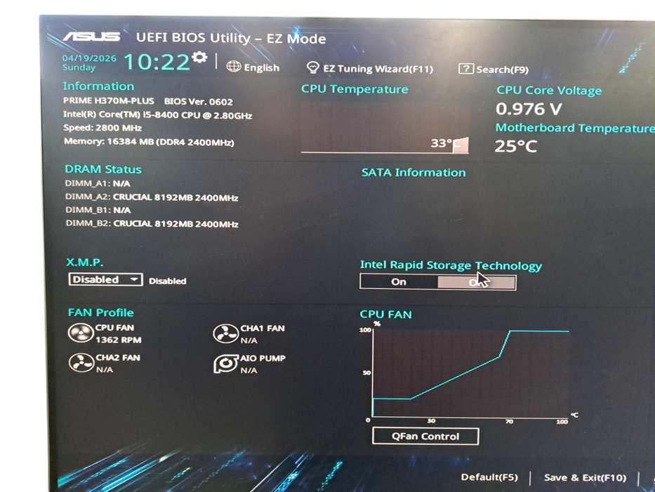 Asus Prime H370M Plus - i5-8400 2.80GHz 16GB DDR4