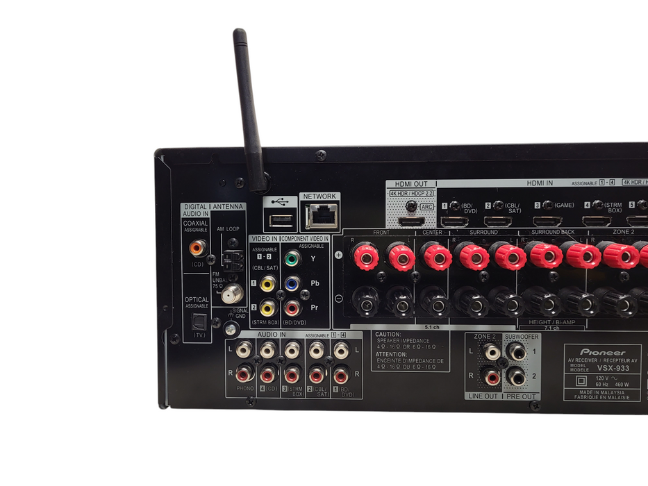 Pioneer VSX-933 7.2 Dolby ATMOS home theater receiver HDCP 2.2 No remote