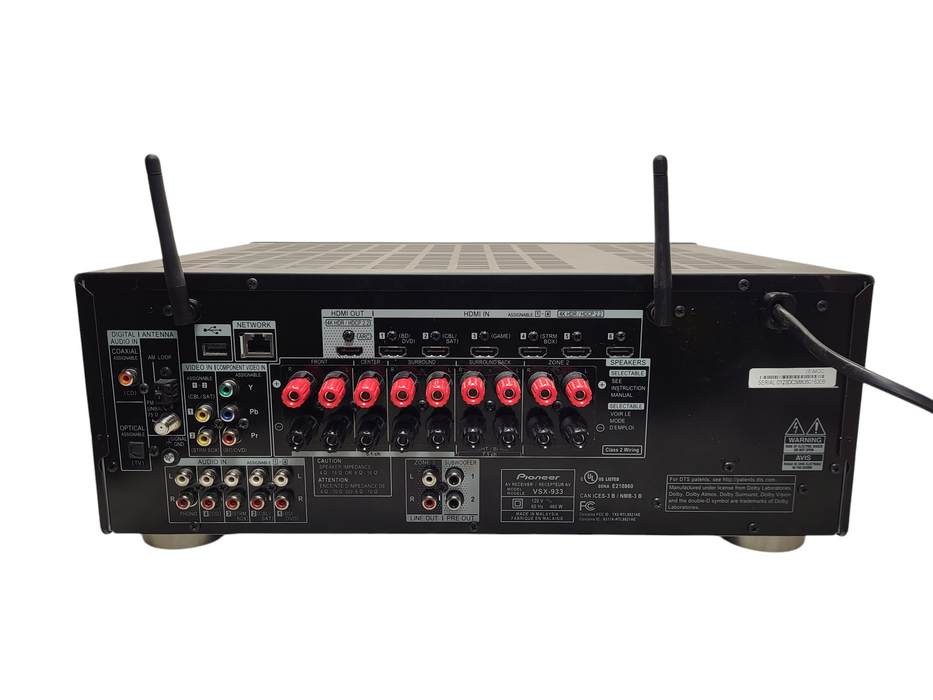 Pioneer VSX-933 7.2 Dolby ATMOS home theater receiver HDCP 2.2 No remote