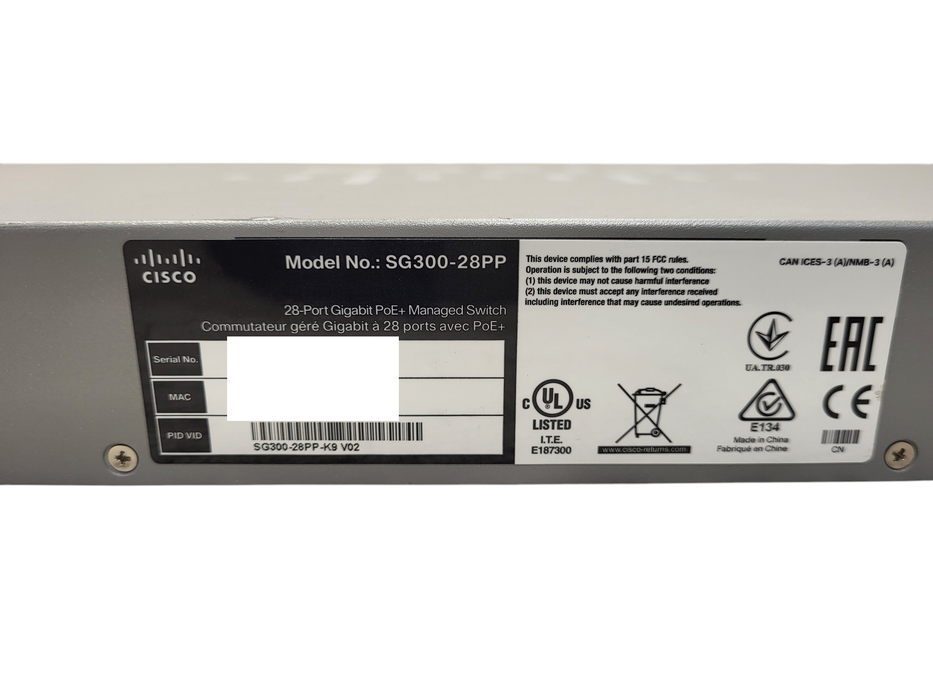 Cisco SG300-28PP 28-Port Gigabit PoE Managed Network Switch