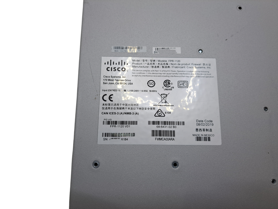 Cisco Firepower FPR-1120 V01 Security Firewall Device | No SSD *READ*