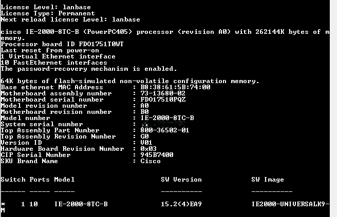 Cisco IE-2000-8TC-B V01 8-Port Industrial Ethernet Switch