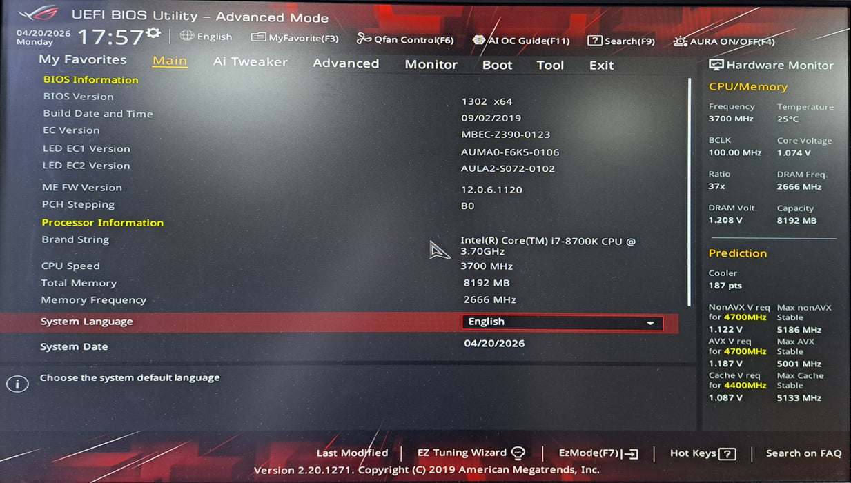 ASUS ROG STRIX Z390-E GAMING Wi-Fi LGA 1151 Motherboard + Intel Core i7-8700K