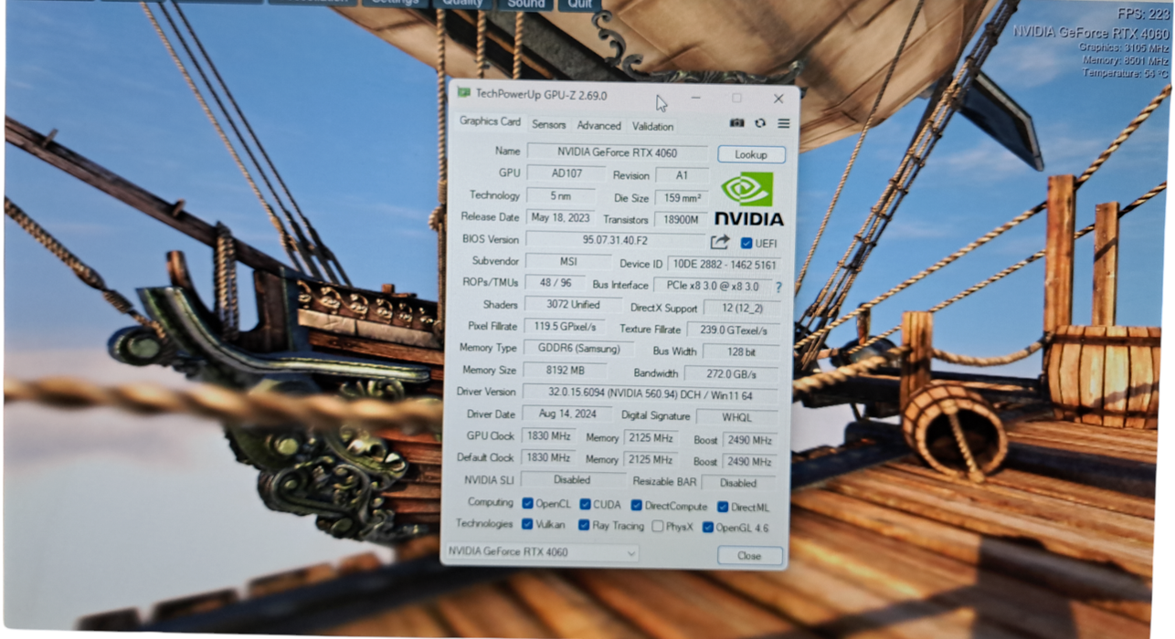 MSI GeForce RTX 4060 8GB GDDR6 Ventus 2X BLACK OC Graphics Card