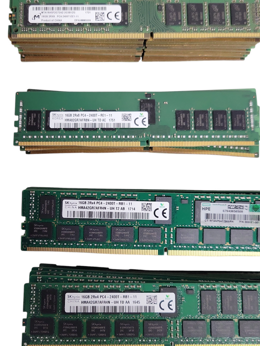Lot of 135x Assorted Brand/model/Speed 16GB DDR4 Server RAMs, See detail