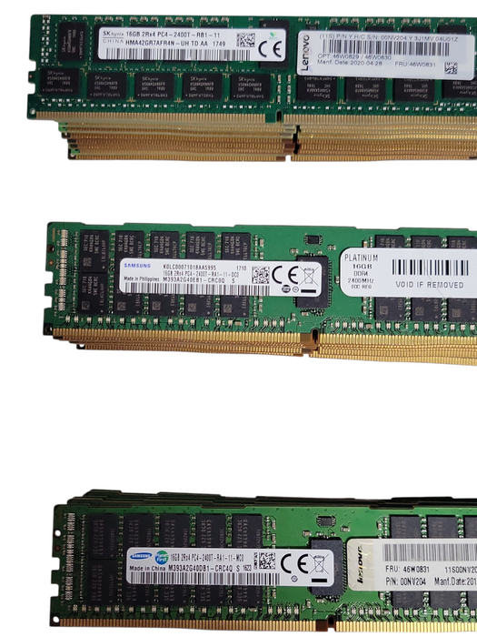 Lot of 135x Assorted Brand/model/Speed 16GB DDR4 Server RAMs, See detail