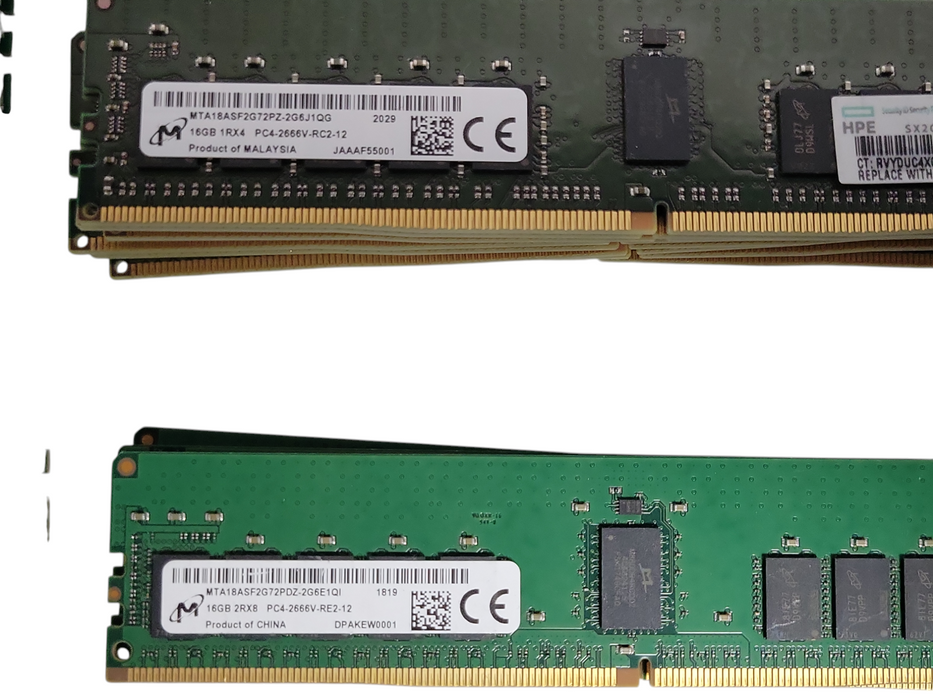 Lot of 58x Assorted Brand/model/Speed 16GB DDR4 Server RAMs, See detail