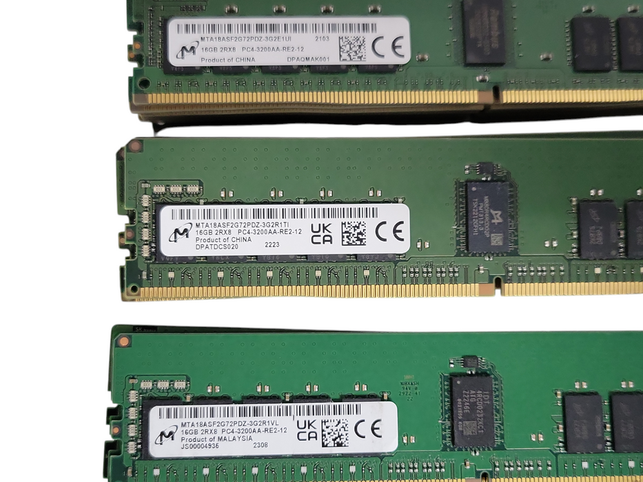 Lot of 58x Assorted Brand/model/Speed 16GB DDR4 Server RAMs, See detail