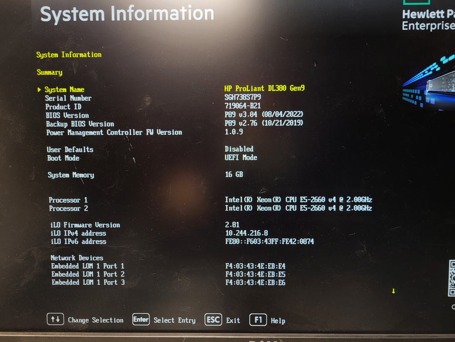 HP ProLiant DL380 Gen9 2.5" 2x E5-2660 v4 16GB RAM DDR4 P440ar 2x 800W PSU