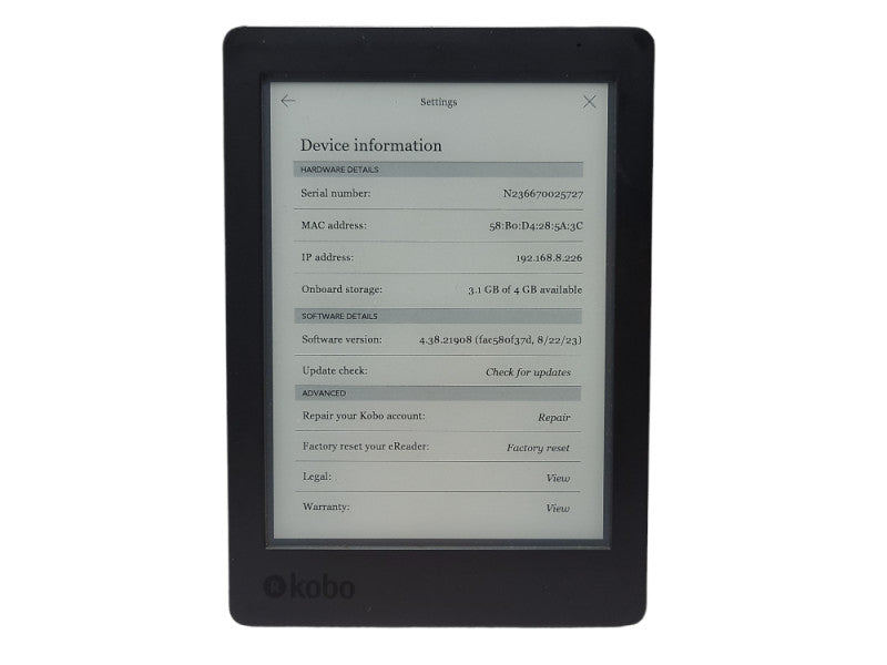 Kobo Aura Edition 2 N236 eReader Wi-Fi 6.0\\" 4GB $