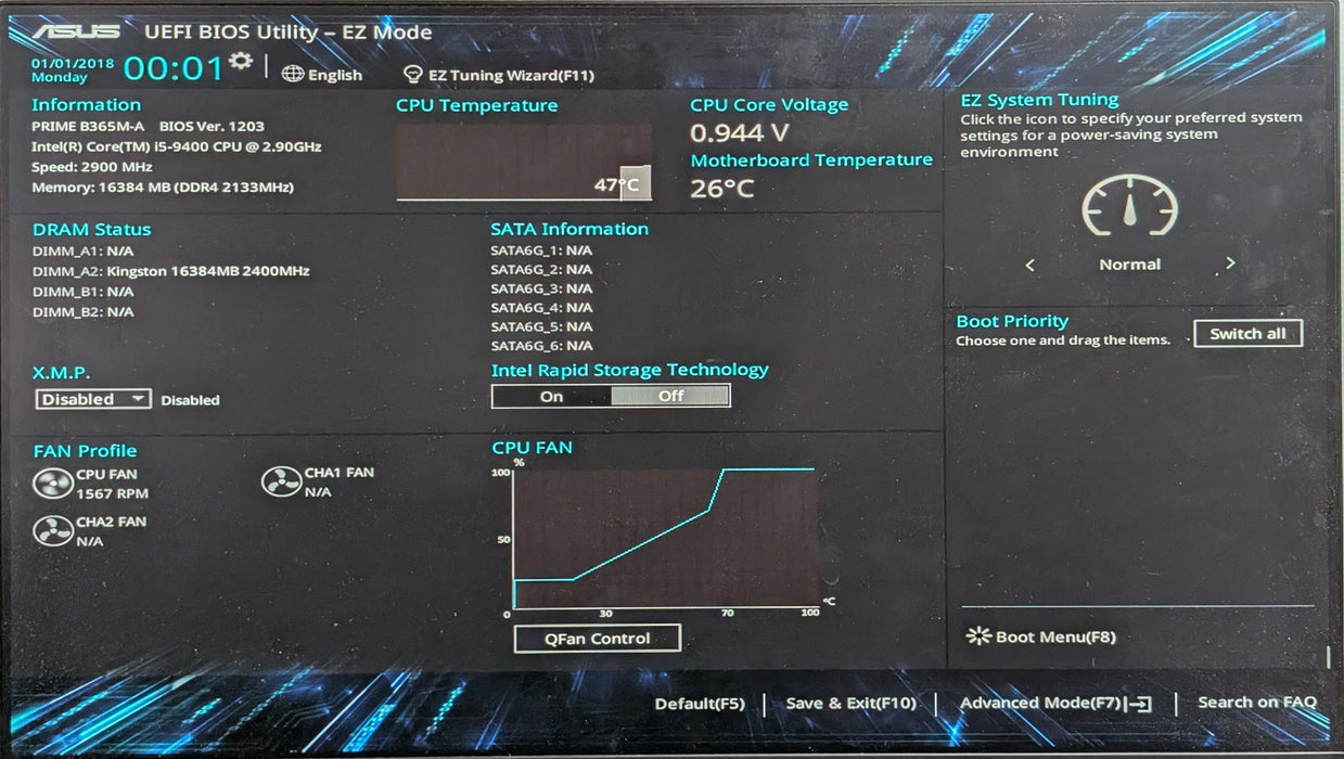 ASUS PRIME B365M-A w/ i5-9400 & 16GB DDR4