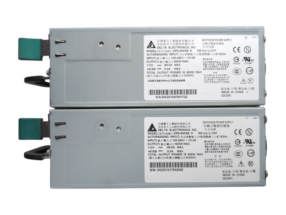 Lot 2x DPS-600SB D REV 01F 600 Watt Power Supply For QNAP