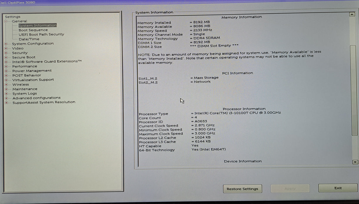 Dell OptiPlex 3080 Micro | Intel Core i3-10100T, 8GB DDR4, 256GB NVMe, Wi-Fi
