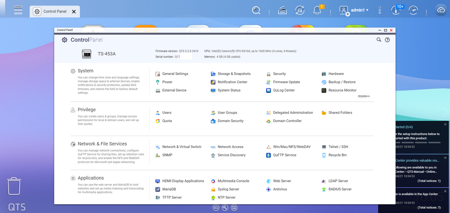 QNAP TS-453A 4-Bay NAS, Celeron N3160 1.60GHz, 4GB RAM No AC/Caddies
