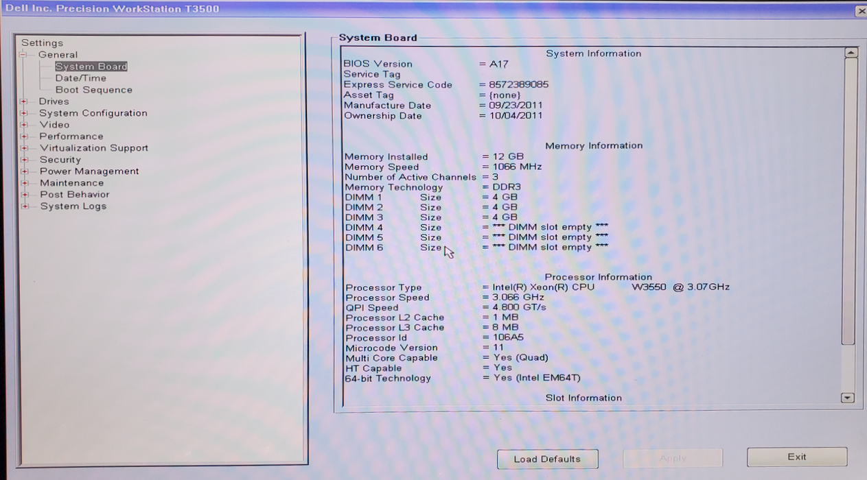 Dell Precision T3500 Workstation - Xeon W3550, 12GB DDR3, FirePro V4800 - No HDD