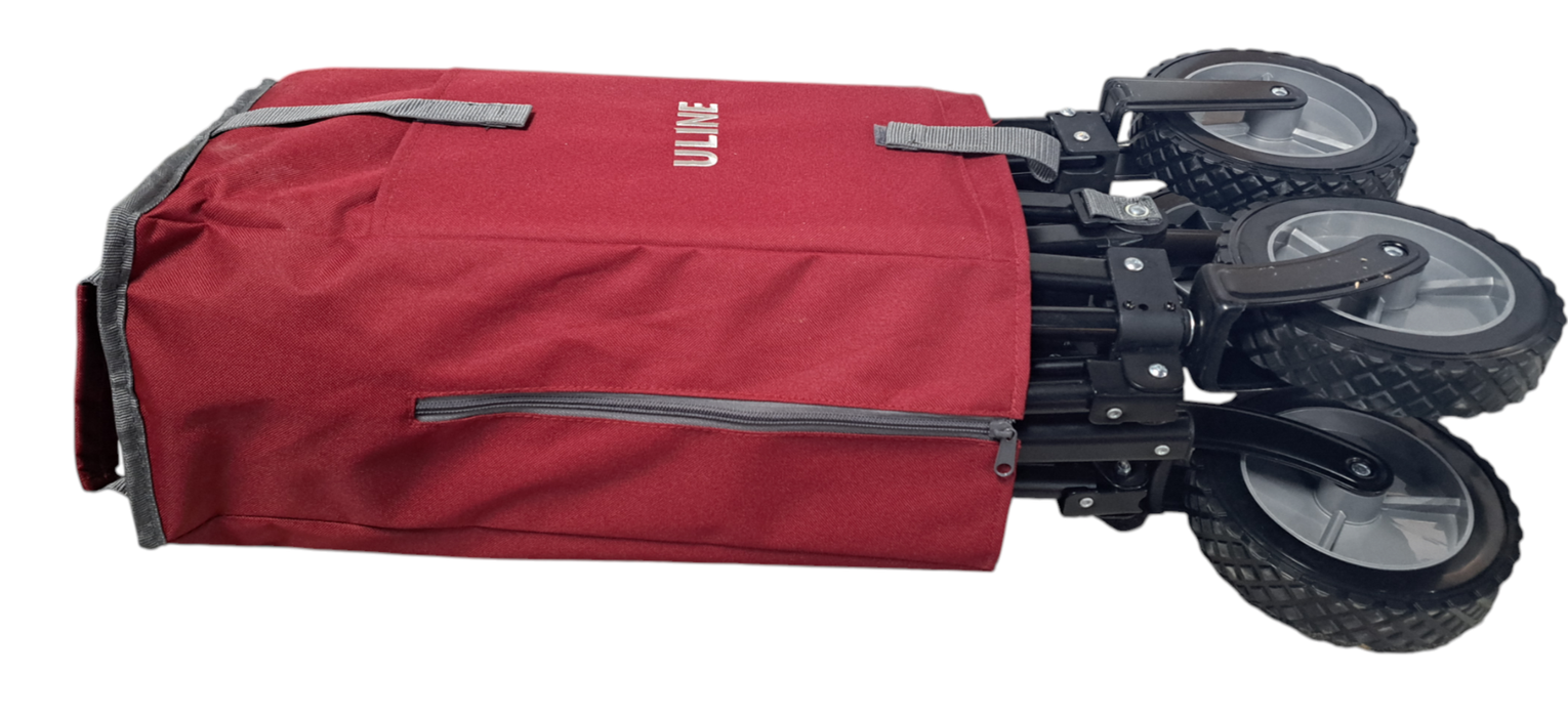Uline Foldable Utility Wagon Red with Wheels and Handle Storage Bag