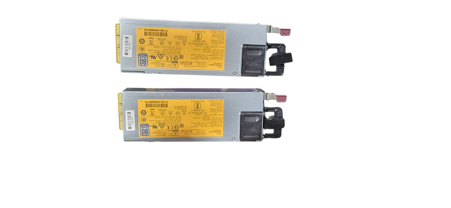 Lot of 2x HP HSTNS-PD41 DL380/360 800W 80+ Platinum Hot-Plug PSU 723600-101