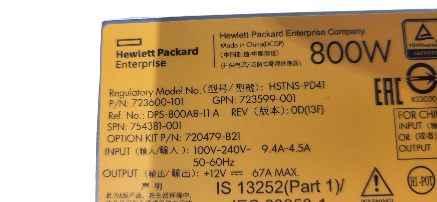 Lot of 2x HP HSTNS-PD41 DL380/360 800W 80+ Platinum Hot-Plug PSU 723600-101