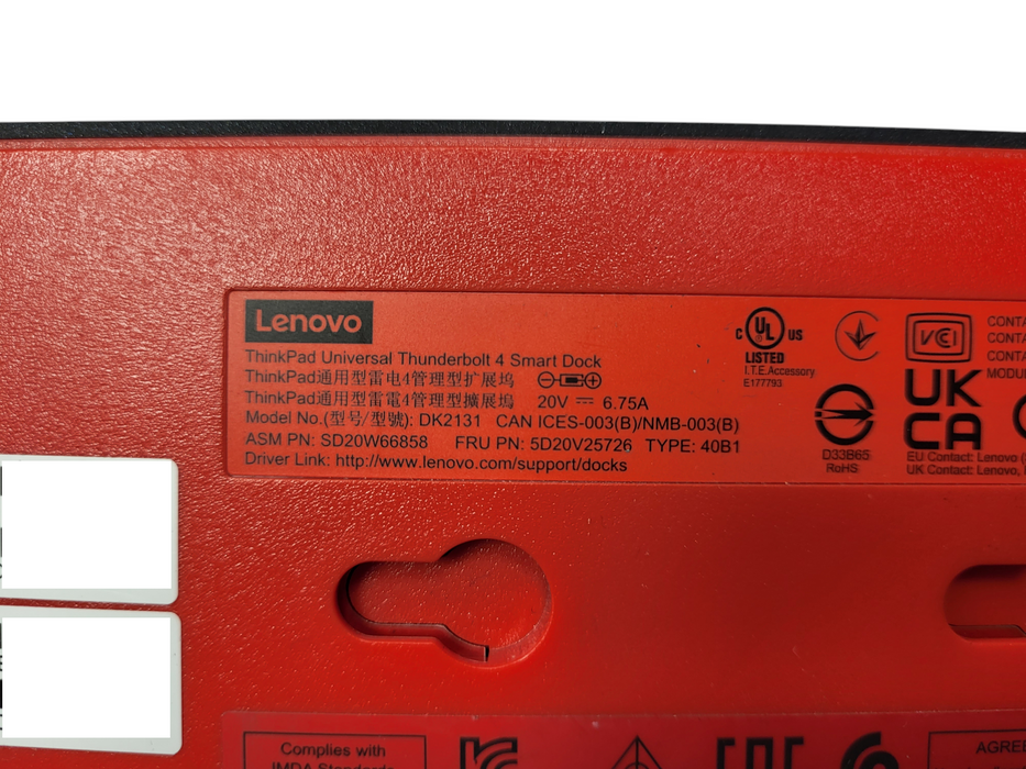 Lenovo ThinkPad Thunderbolt 4 Univeral Dock 40B1 w/ 135W AC, WS cable 40G
