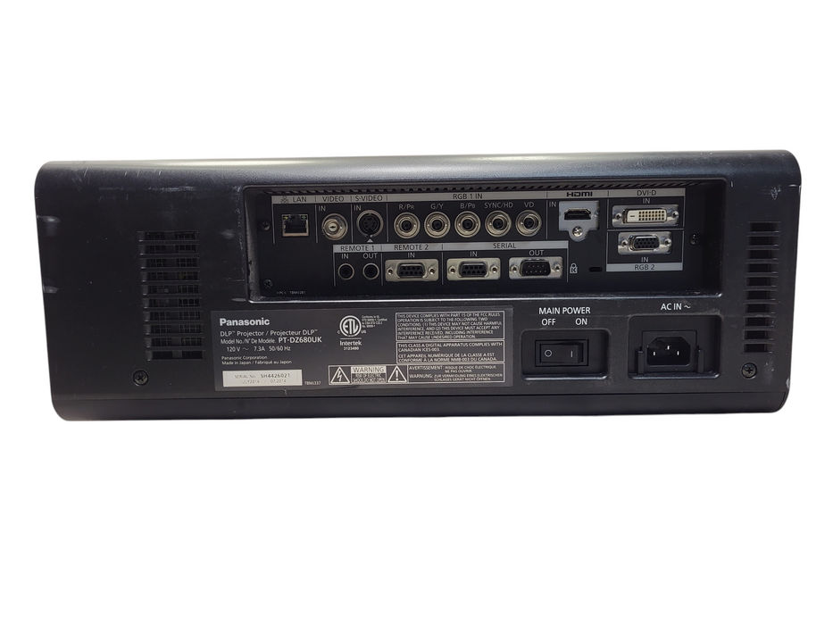 Panasonic PT-DZ680 WUXGA Home Cinema DLP Projector Lamp hour: 1905h No remote