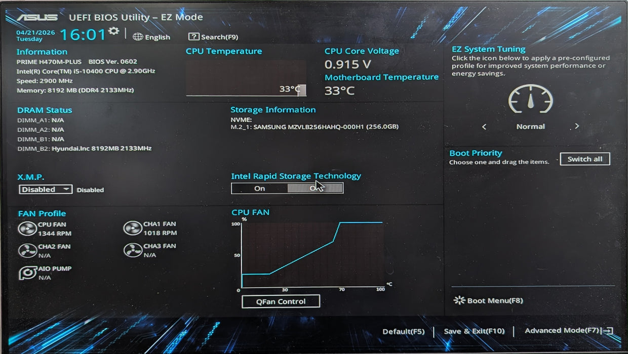 Custom PC, ASUS PRIME H470M-PLUS, i5-10400 2.90GHz, 8GB DDR4, 256GB NVMe