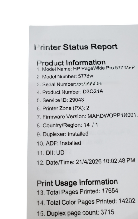 HP PageWide Pro MFP 577dw Color All-in-One Printer