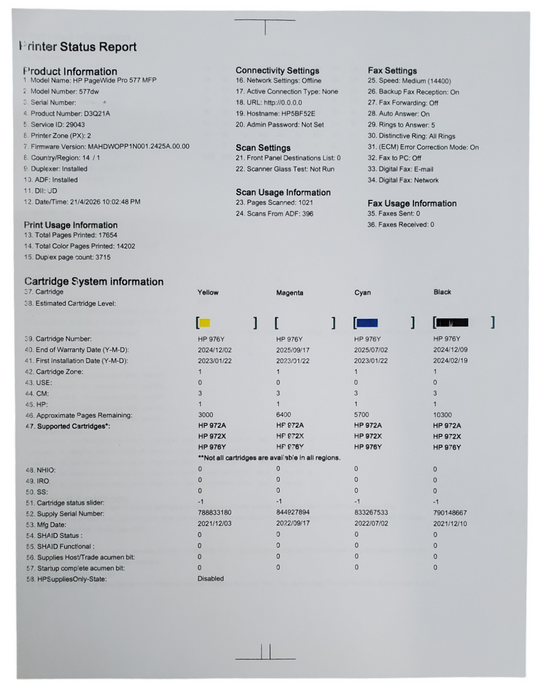 HP PageWide Pro MFP 577dw Color All-in-One Printer