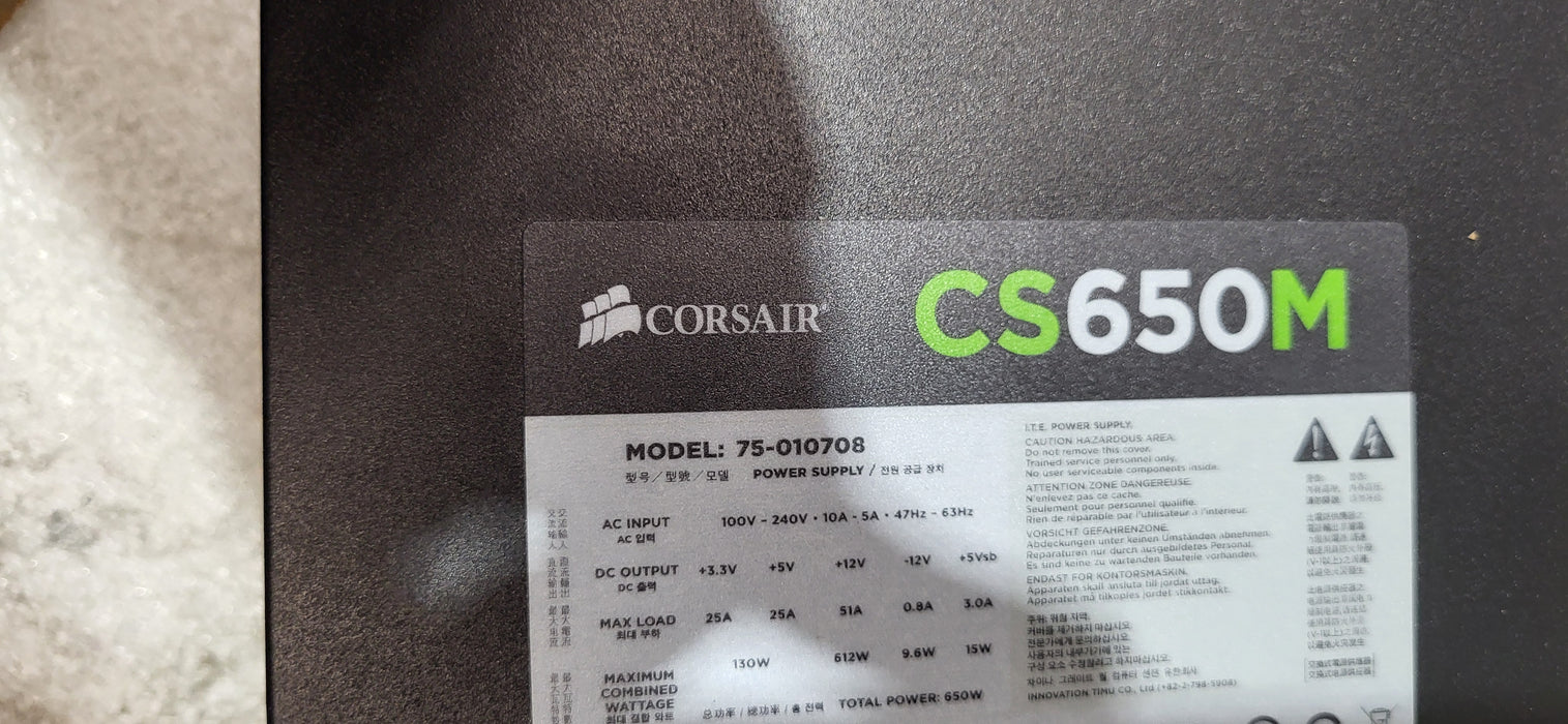 Corsair CS650M CS Series Semi Modular ATX Power Supply CS650M