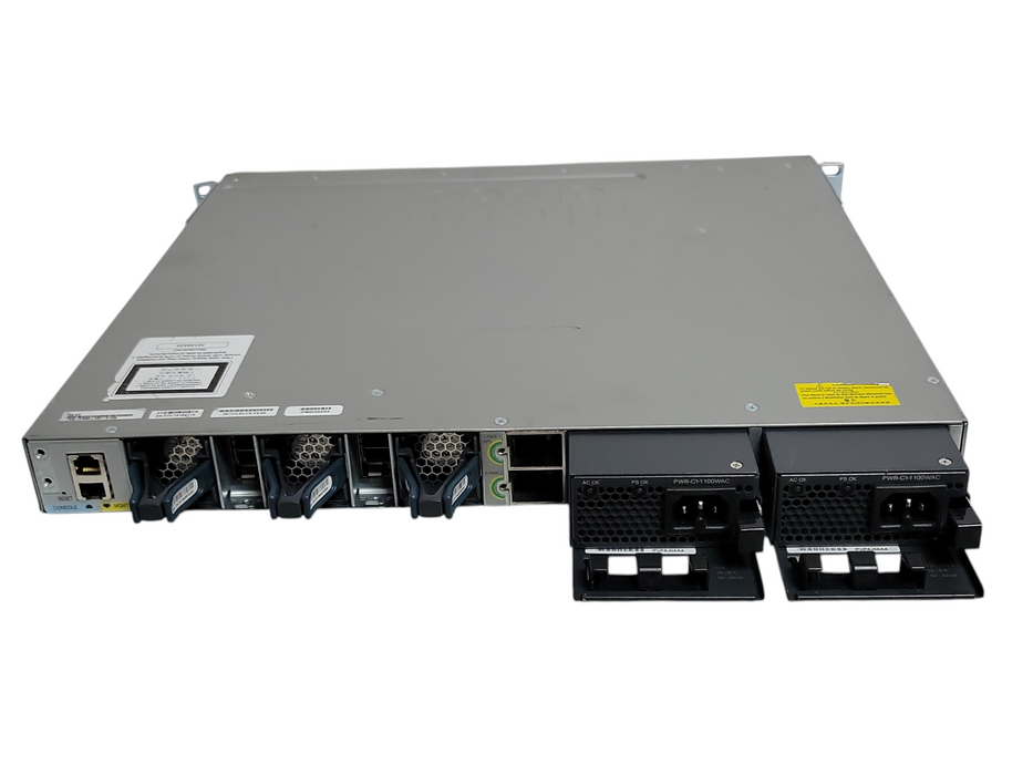 Cisco Catalyst WS-C3850-48F-S 48 PoE+ Network Switch w/ C3850-NM-4-10G, 2x PSU