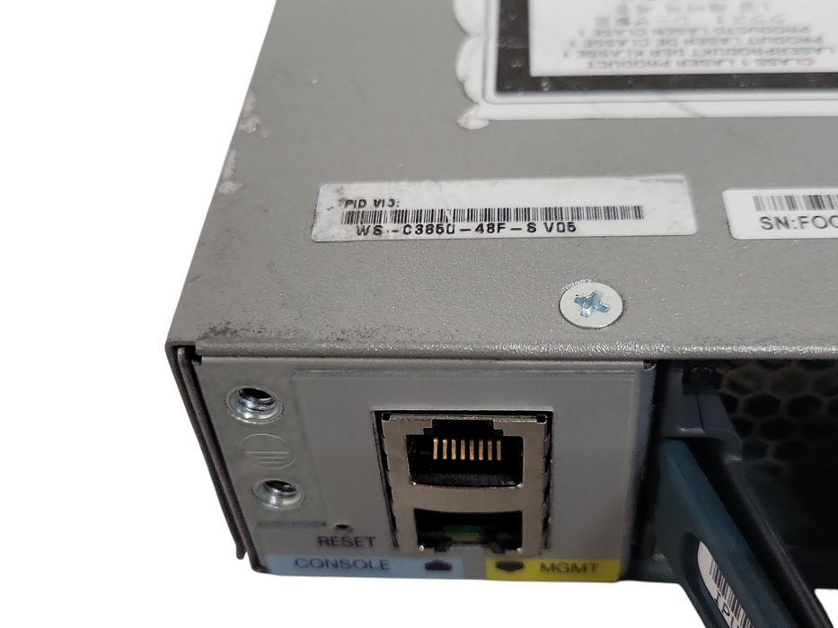 Cisco Catalyst WS-C3850-48F-S 48 PoE+ Network Switch w/ C3850-NM-4-10G, 2x PSU
