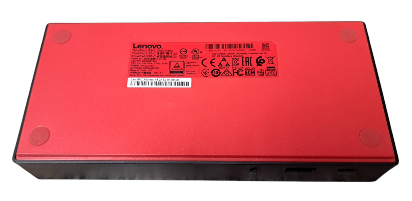 Lenovo ThinkPad USB-C Dock Gen 2 LDC-G2 w/ AC