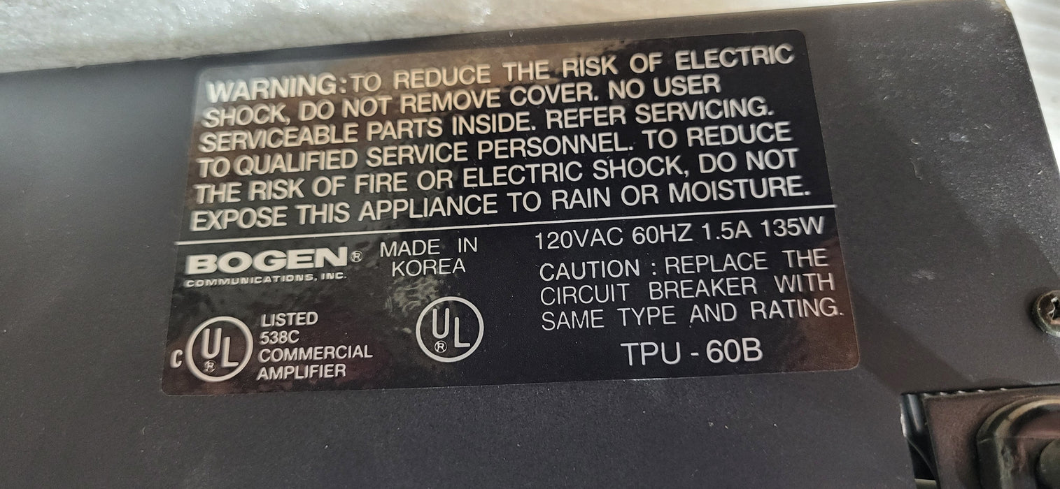 Bogen Communications TPU60B 60-Watt Telephone Paging Amplifier | READ