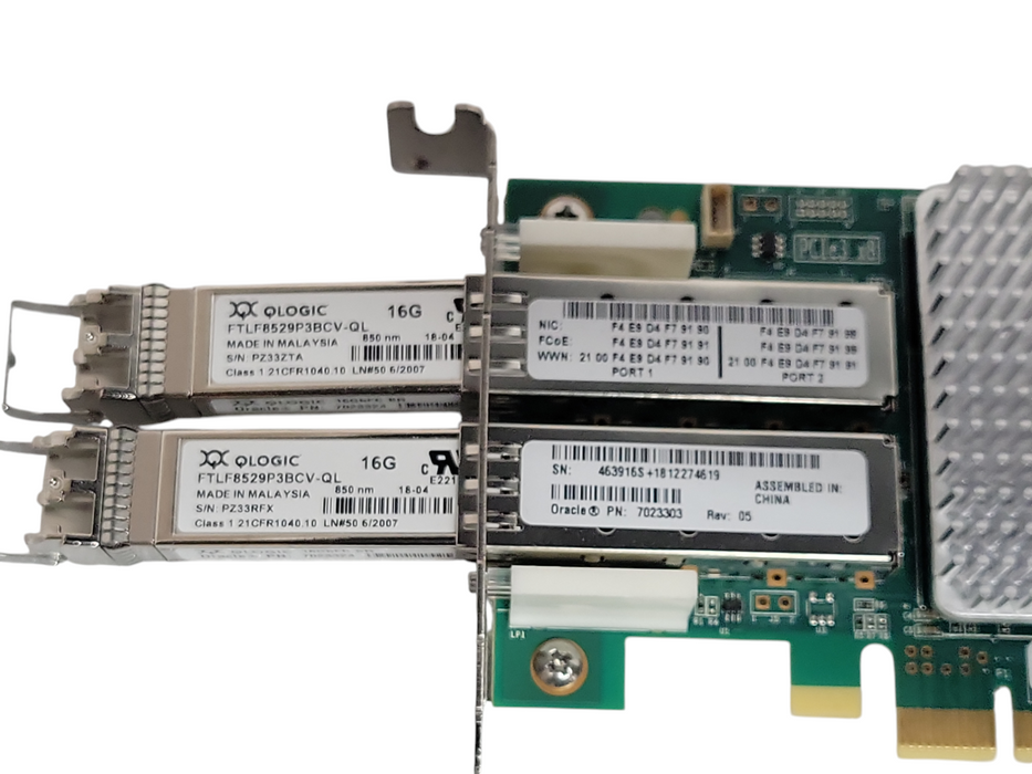 Oracle Qlogic QLE8362-ORL Dual Port 16Gb NIC 7023303 Low Profile W/ SFPs