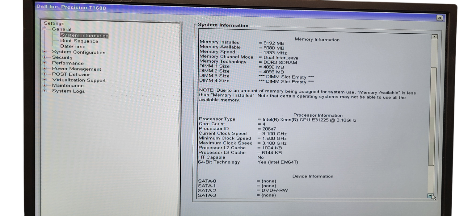 Dell Precision T1600 Desktop Intel Xeon E3-1225 | 8GB DDR3 | No HDD