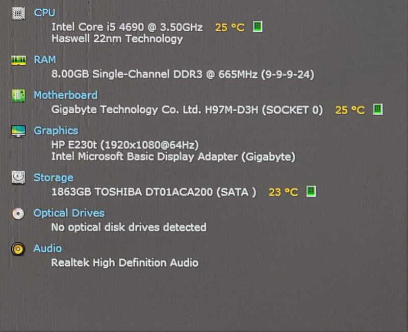 Custom PC/GIGABYTE H97M-D3H, i5-4690 3.50GHz, 8GB DDR3, 2TB 3.5\\"HDD