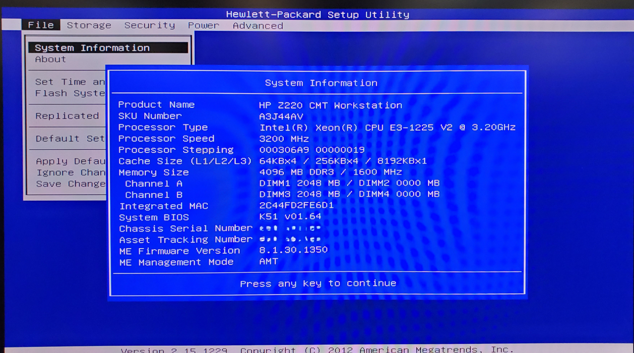 HP Z220 Workstation - 1x Xeon E3-1225 v2, 4GB DDR3, FirePro V3900 - No HDD