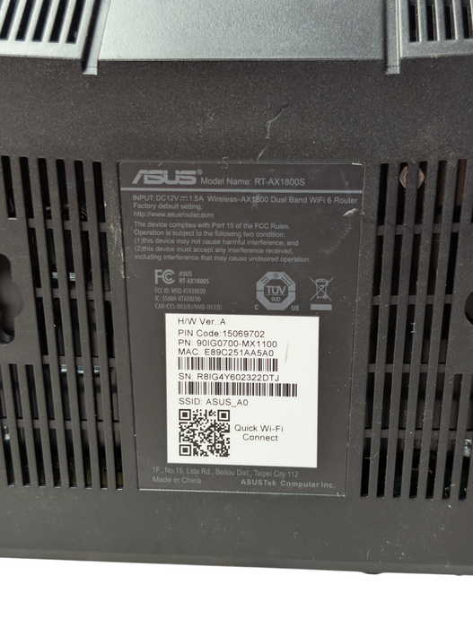 ASUS RT-AX1800S Wireless-AX1800 Dual Band Wi-Fi 6 Router