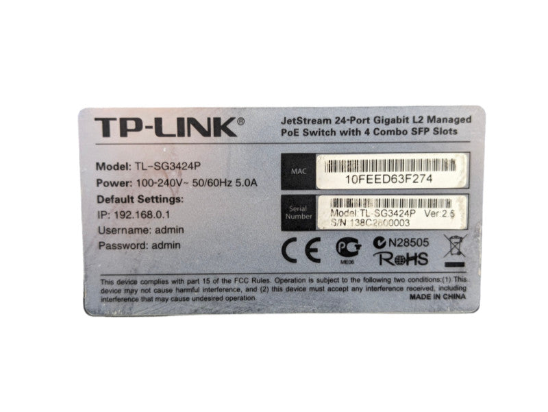 TPLink 24 Port Gig L2 Managed PoE+ Switch with 4 Combo SFP -