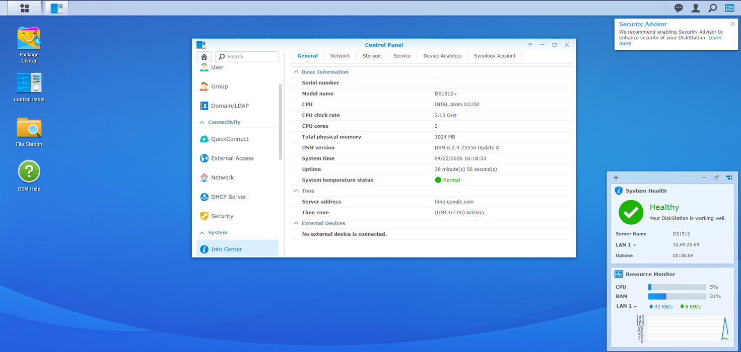 Synology DiskStation DS1512+ 5-Bay NAS w/ 5x 3TB HDDs