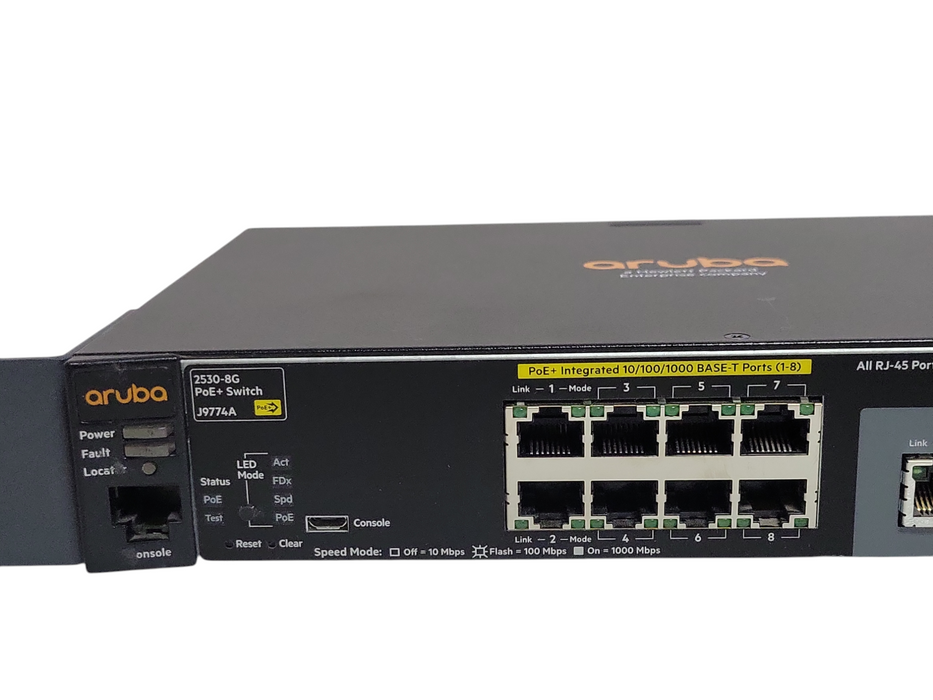 Aruba 2530-8G PoE+ Switch J9774A  J9774-60001, No Power adapter, See detail