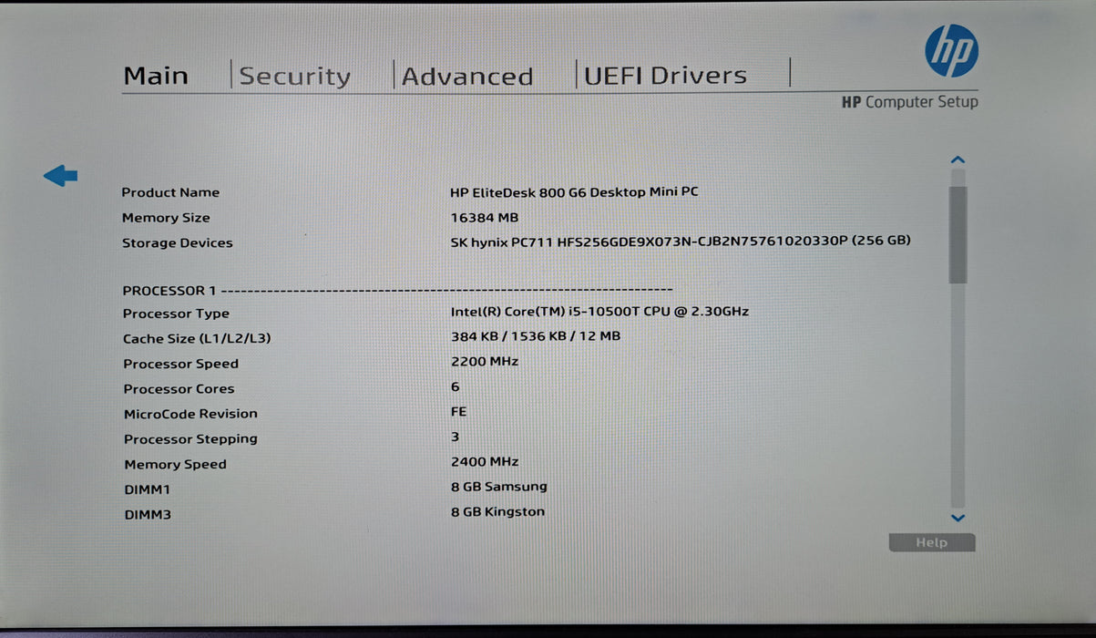 HP EliteDesk 800 G6 Mini PC | Intel Core i5-10500T, 16GB DDR4, 256GB NVMe, PWR