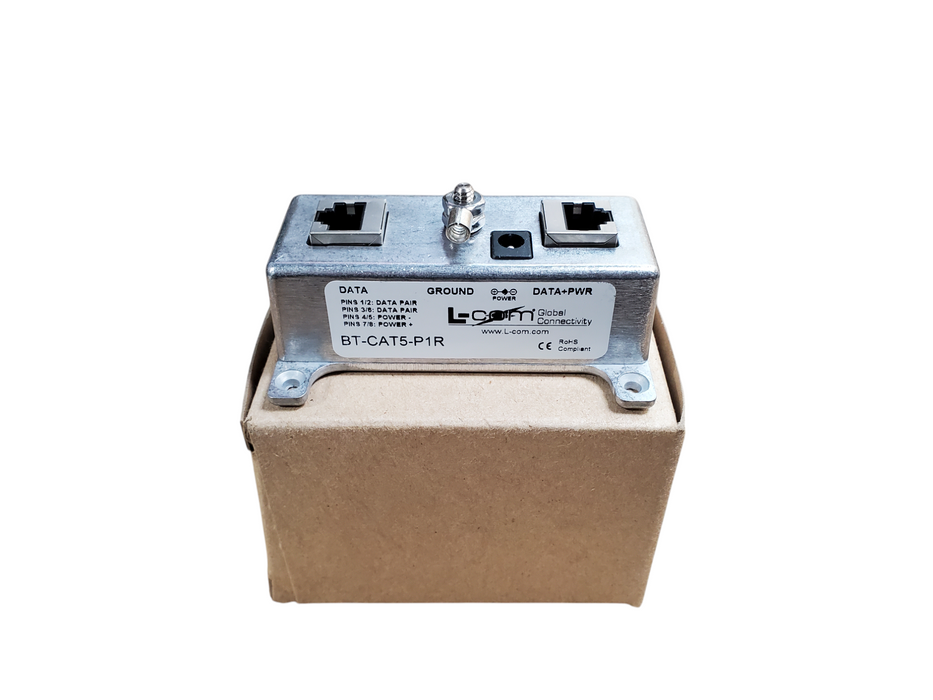 Lot 4x New - L-Com BT-CAT5-P1R DATA+PWR Passive PoE Midspan/Injector