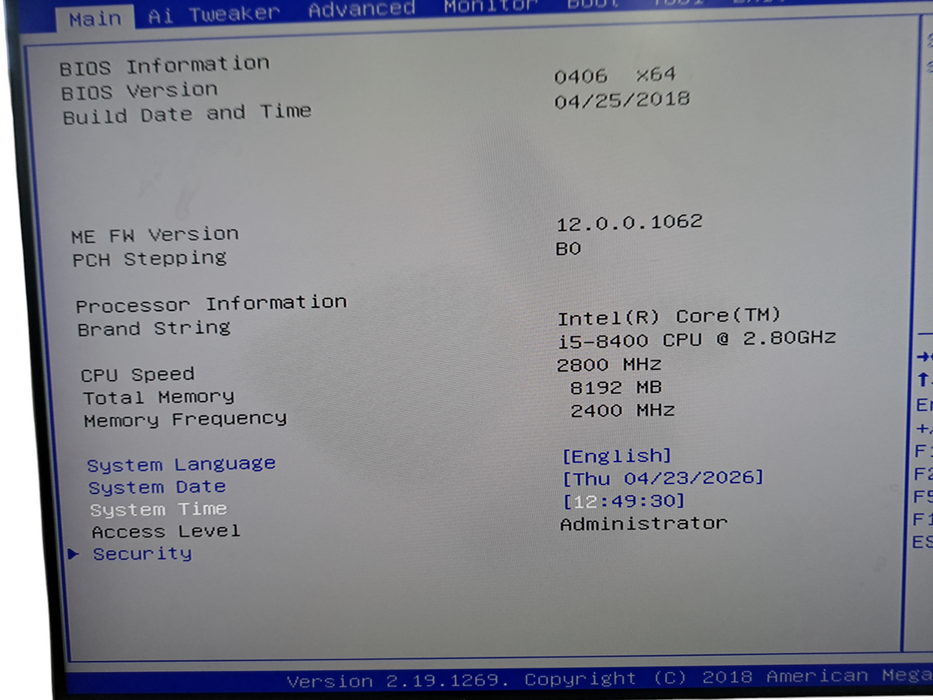 Intel Core i5-8400 2.80GHz Desktop Computer 8GB DDR4 RAM | No HDD